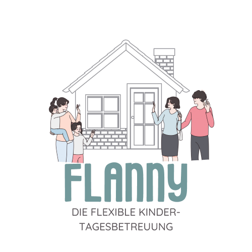 Logo Flanny: House behind Kids and Family meeting Fanny
